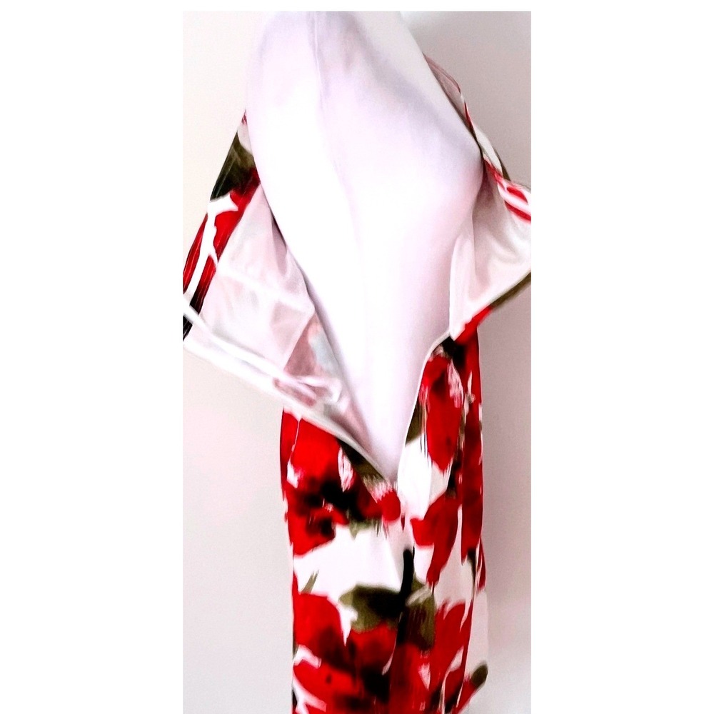 Evan Picone poppy comb red floral dress women's 10 one shoulder cotton 6802 nwt - Picture 5 of 12
